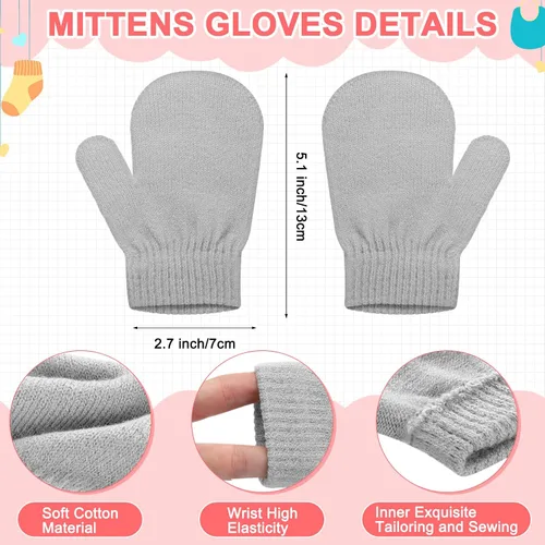 Vista 3 de 3 Set Toddler Hat Glove Set Kids Winter Hats Warm Knitted Beanie Mittens Gloves with Bow for Baby Girls and Boys 0-6Y