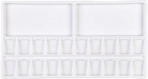 Vista 7 de Paleta de acuarela de cerámica, pintura de acuarela multirejilla, paleta de porcelana blanca, pintura profesional, suministros de cerámica adecuados