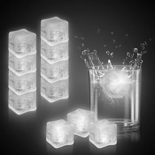 Vista 13 de Windy City Novelties Paquete de 12 cubos de hielo LED azules con 6 modos de luz, innovador botón de encendido/apagado, perfectos para fiestas