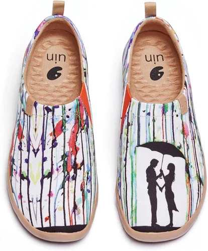 Vista 60 de UIN Mocasines casuales para mujer, de viaje, pintados, para caminar, ligeros, cómodos, de lona, tenis de moda