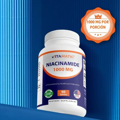 Vista 5 de Vitamatic Niacinamida 1000 mg 90 comprimidos - Vitamina B3 sin rubor - Apoya la producción de energía