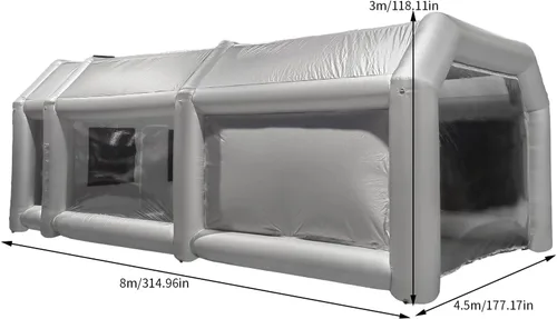Vista 8 de Cabina de pulverización inflable con filtro de aire de 26 x 15 x 10 pies, cabina de pintura para coche, cabina de pintura portátil, estación
