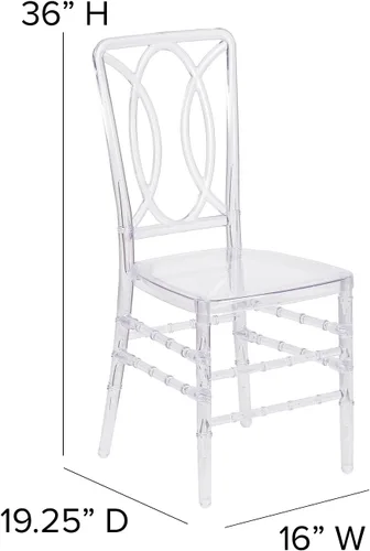 Vista 3 de Flash Furniture Flash Elegance - Silla apilable de cristal con respaldo de diseñador, silla para eventos, resistente a los rayos UV UV Resistant