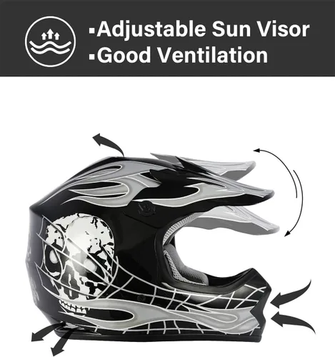 Vista 4 de TCT-MOTORPARTS DOT - Casco de motocross para niños y jóvenes, casco de cara completa para motocross, ATV, todoterreno, casco de cuatro ruedas