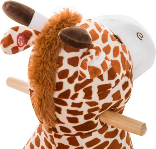 Vista 9 de Qaba Juguete de Caballo Mecedor de Peluche para Niños Estilo Jirafa con Canción para 18-36 Meses, Marrón Estilo de caballo mecedora de jirafa