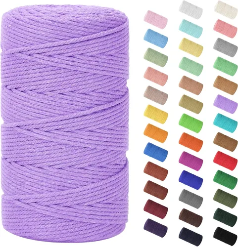 Vista 159 de Cuerda de macramé de 0.079 in x 220 yardas (656 pies), cuerda de algodón natural para colgar en la pared, ganchos de plantas, manualidades Verde