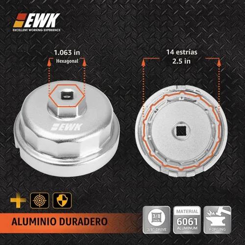 Vista 2 de EWK - Llave filtro de aceite Dr, 65 mm 3/8" Toyota/Lexus