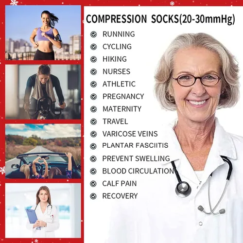 Vista 6 de Junely - Calcetines de compresión para mujer, medias altas hasta la rodilla para correr, enfermeras, apoyo al trabajo, regalos de embarazo, 3 pares