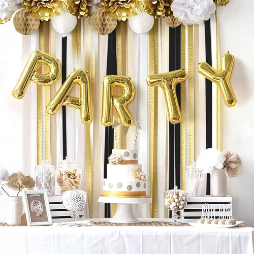 Vista 3 de PartyWoo Serpentinas de papel crepé negro dorado y plateado, 10 rollos de 820 pies, paquete de papel crepé para graduación, Navidad, Año Nuevo