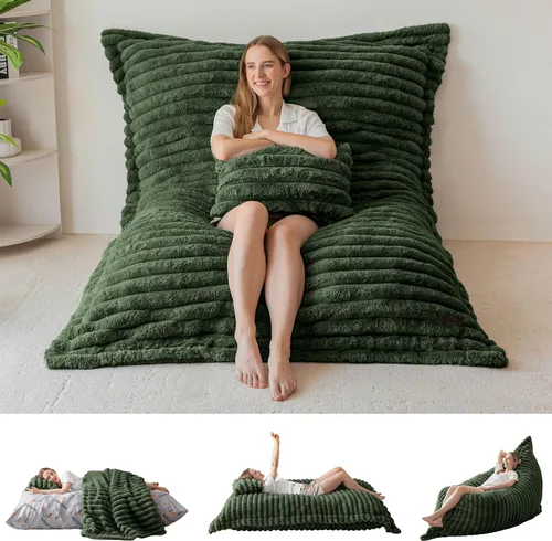 Vista 12 de MAXYOYO Puf gigante con almohada, silla convertible 3 en 1 Gris ceniza