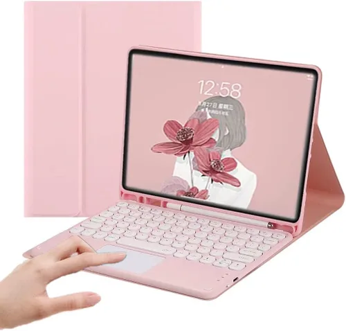 Vista 25 de Funda de teclado para iPad Mini - Funda de piel delgada con teclado desmontable Touchpad, soporte para lápices, color verde menta