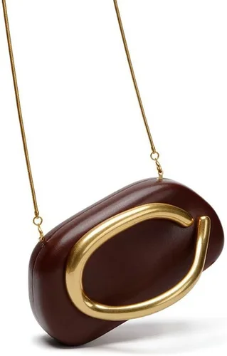 Vista 4 de Bolsos de noche de cuero sintético para mujer con cadena, bandolera de moda, decoración de metal, bolso de hombro casual 2025 A Blanco