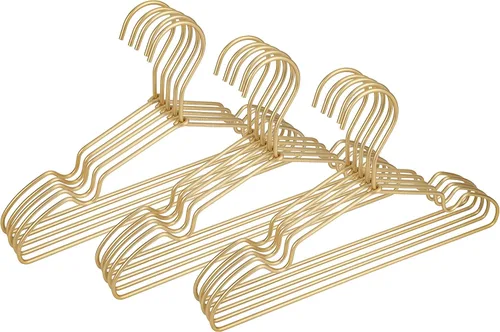 Vista 3 de Perchas de ropa de alta calidad de 16.5 pulgadas de metal dorado con gancho antideslizante para ropa sucia con alambre para ropa, perchas