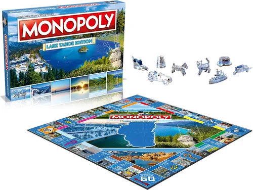 Vista 3 de Monopoly Lake Tahoe Edition - Juego familiar para mayores de 8 años, 2 a 6 jugadores, diversión para adultos y niños, ideal para noche