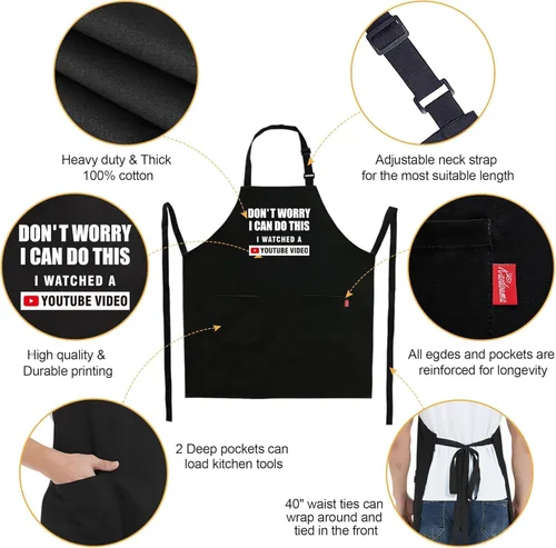 Vista 2 de Kaidouma Delantales Divertidos para Hombres y Mujeres Chef - Delantal Unisex Divertido de Cocina, Parrilla, Barbacoa con 2 Bolsillos - Regalos