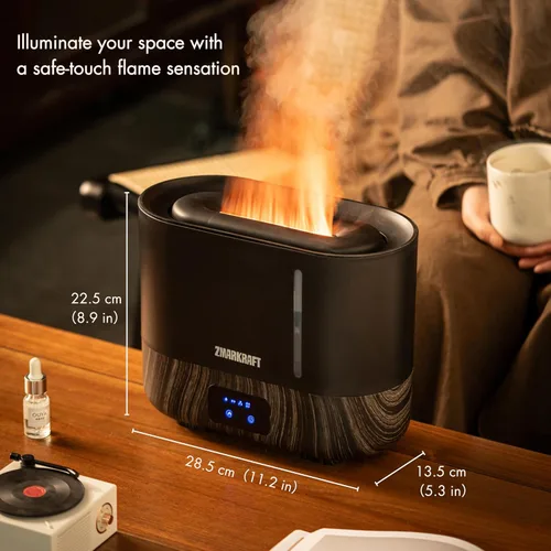 Vista 2 de ZMARKRAFT® Humidificador grande de 3 litros con efecto especial de luz de llama, humidificador ultrasónico silencioso, llenado superior y nivel