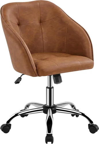 Vista 12 de Topeakmart Silla de escritorio de terciopelo para oficina, con base de metal, tapizada, giratoria, altura ajustable, silla de computadora moderna