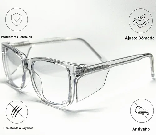 Vista 2 de Julius King Side Shield - Gafas de seguridad con certificación Z87+, montura rectangular, con revestimiento antivaho y antirreflejos, resistentes a