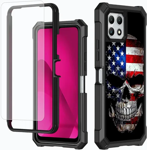 Vista 82 de Funda para T-Mobile Revvl 7 de 6.6 pulgadas con protector de pantalla, policarbonato duro de doble capa resistente y TPU suave a prueba de golpes