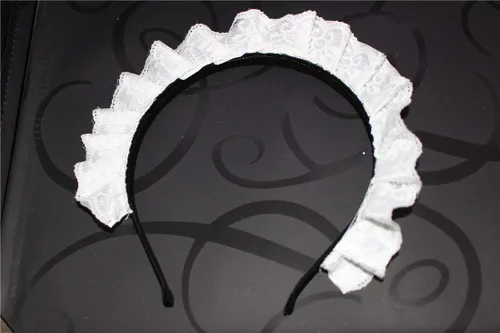 Vista 3 de MAYSONG Diadema gótica para mujer, diseño de criada, color blanco
