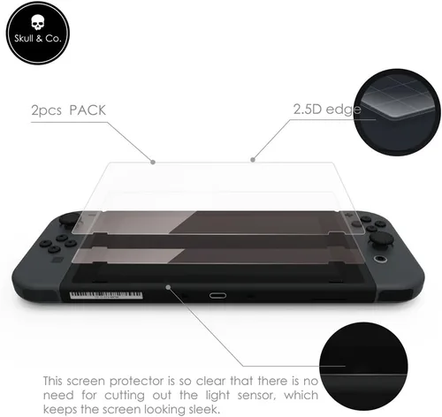 Vista 4 de Skull & Co. Protector de pantalla de vidrio templado para Nintendo Switch (paquete de 2)