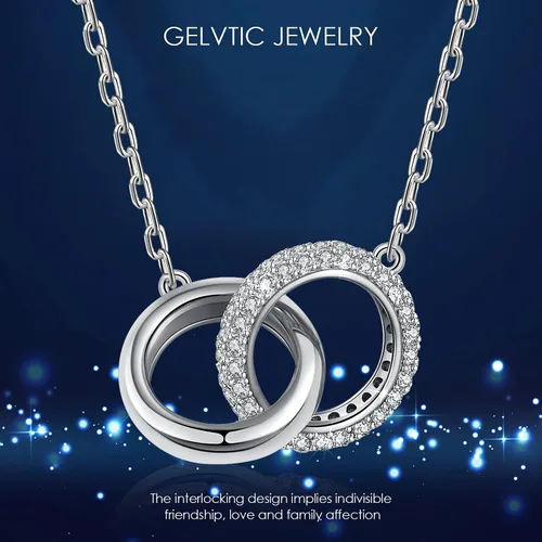 Vista 4 de Gargantilla de plata de ley 925 para mujer, dije de moda, chapado en oro blanco y rosa, diseño de estrella de luna, cadena simple, con cierre