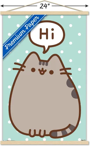 Vista 3 de Trends International Pusheen - Póster de pared de alta calidad, 22.375 x 34 pulgadas, paquete de impresión premium y colgador de madera de haya