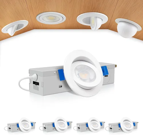 Vista 20 de zouzai Mini luz LED de cardán ajustable de 2 pulgadas, 5CCT seleccionable, rotación de 360° e inclinación de 90° para iluminación precisa Blanco