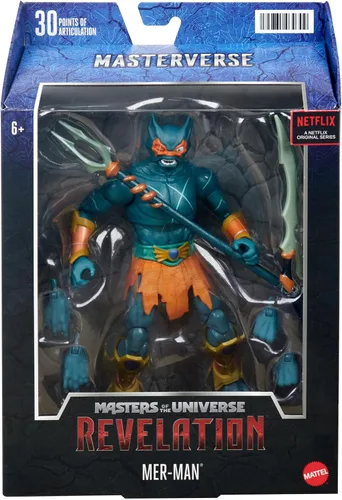 Vista 2 de Masters of the Universe Masterverse Collection, Mer-Man, figuras de batalla Motu de 7 pulgadas para contar historias y exhibición, regalo para niños