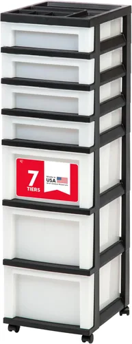 Vista 18 de IRIS USA 3-Drawer Rolling Storage Cart, Black/Pearl Negro/Perla