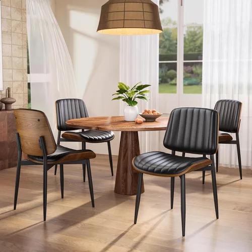 Vista 53 de YaFiti Juego de 2 sillas de comedor, sillas de comedor y cocina modernas de mediados de siglo, sillas tapizadas de piel sintética con diamantes
