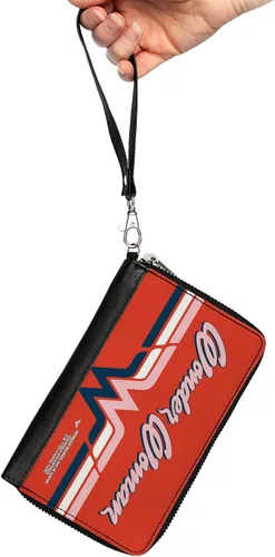 Vista 2 de Buckle-Down Cartera rectangular con cremallera de poliuretano para mujer, mujer maravilla, 7.5 x 4.5 pulgadas, Mujer Maravilla, Buckle-down Pu