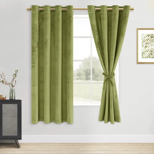 Vista 76 de DWCN - Juego de 2 paneles de cortina de terciopelo con ojales negros, tratamiento de ventanas con aislamiento térmico, apilables, decoración moderna