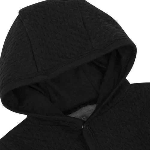Vista 2 de HonestBaby Matelasse - Chaqueta con capucha frontal de algodón orgánico para bebés, niños y niñas unisex Negro