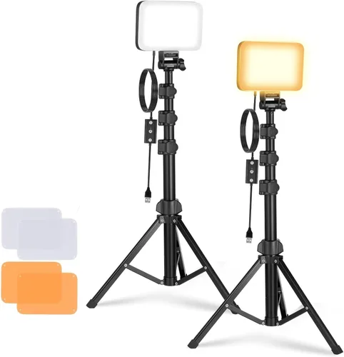 Vista 12 de NEEWER Basics Kit de iluminación de panel de luz de video LED, luces de estudio portátiles regulables bicolor con soporte de trípode y filtros