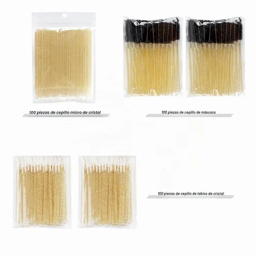 Vista 6 de 200 juegos de kits de pestañas postizas, hisopos de micro algodón desechables, y se combinan con cepillos de pestañas postizas, cepillos de labios