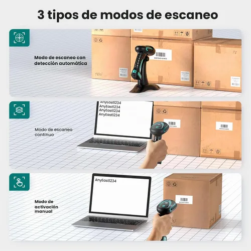 Vista 7 de Escáner de código de barras Anyeast Bluetooth: 2D industrial 1D con soporte USB con cable