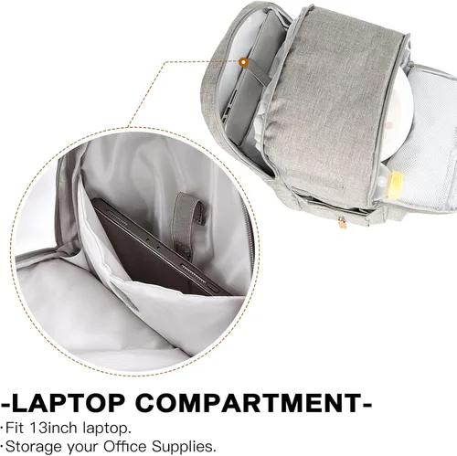 Vista 5 de Mochila para extractor de leche, bolsa enfriadora y resistente a la humedad, doble capa para madre, mochila de trabajo al aire libre con Gris