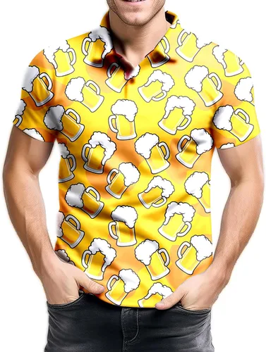 Vista 71 de Camisa de golf de los años 80 para hombre, ajuste seco, manga corta, estampada, divertidas, camisas de golf de los años 90 para hombre