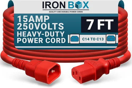 Vista 41 de IronBox Electric - Cable de Alimentación C14 a C13 de Servicio Pesado, 15A, 250V, Cable de Extensión para Computadora 14/3 AWG - Cables