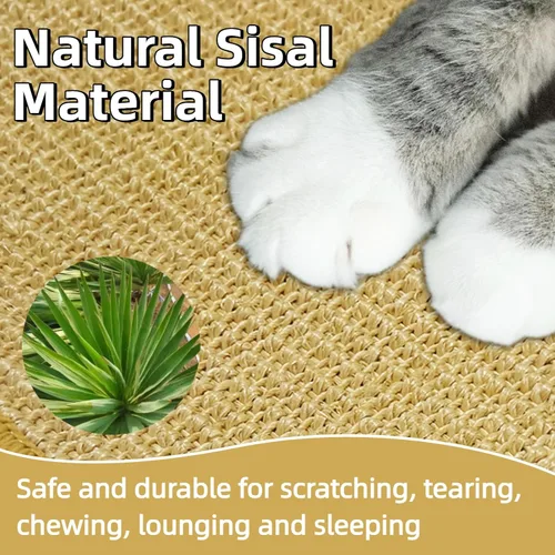 Vista 3 de DYAUS Bunny Scratch Pad, Natural Sisal Rabbit Scratching Mat for Claws and Teeth Care, Indoor Bunny Chew Toys Bunny Bed for Biting Sleeping Nesting