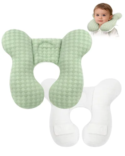 Vista 14 de KAKIBLIN Almohada para el cuello del bebé, almohada de la ayuda de la Azul
