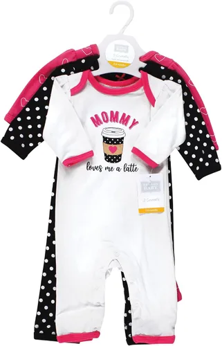 Vista 2 de Hudson bebé Ruffle UniónTraje rosa y negro rayas