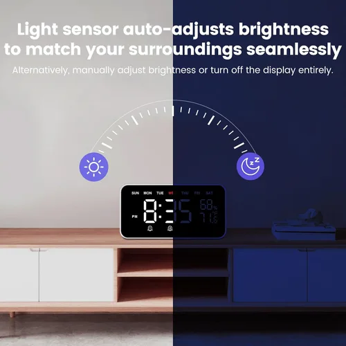 Vista 3 de Dekala Bed Shaker - Reloj despertador fuerte para adultos con sueño pesado, despertador doble vibrador para dormitorios, pantalla grande, regulador