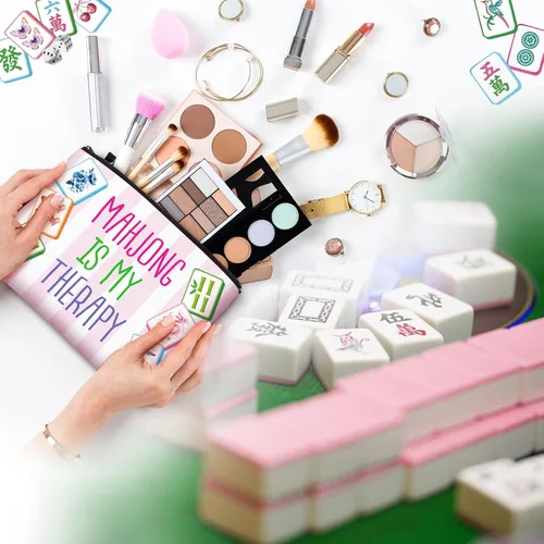 Vista 3 de 16 bolsas de maquillaje Mahjong regalo para mujeres, estilos 3