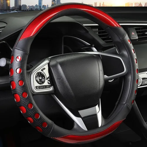 Vista 7 de Funda de cuero sintético para volante de automóvil con agarre antideslizante, para mujeres y hombres, ajuste universal para automóviles, camiones