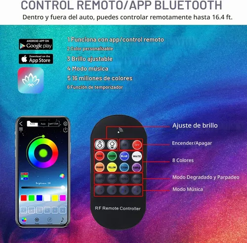 Vista 6 de Luces de interior para coche Tesla Model 3 Model Y, kits de luces RGB de neón con APP y control remoto, accesorios de iluminación ambiental Tesla