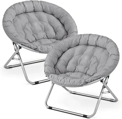 Vista 18 de Cómoda silla con platillo, silla de sala de estar, silla plegable acolchada suave de piel sintética, silla de luna cómoda para sala de estar