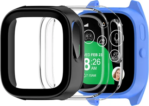 Vista 14 de Paquete de 2 fundas compatibles con Verizon Gizmo Watch 3, protector de pantalla de policarbonato duro de policarbonato integrado, protector
