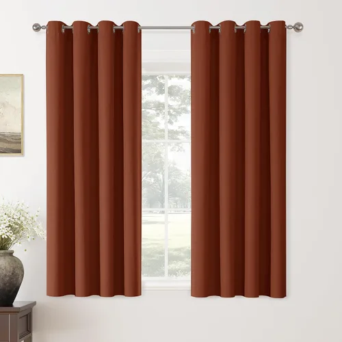Vista 139 de ChrisDowa Cortinas 100% Opacas de Abedul Sólido de 45 Pulgadas de Largo, 2 Paneles para Dormitorio y Sala de Estar, Estilo Granja Oscurecedoras